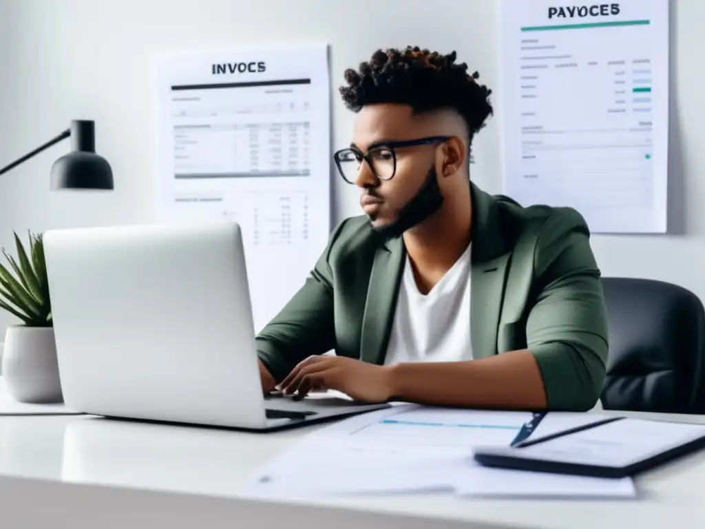Freelancer organizado en su escritorio Freelancer organizado en su escritorio, con gestión de pagos de clientes freelancers