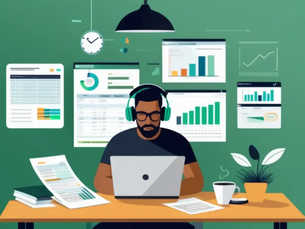 Freelancer analizando finanzas Imagen de freelancer evaluando planificación financiera para freelancers
