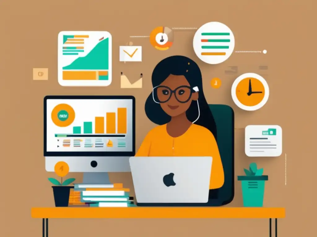 Freelancer enfocado rodeado de opciones financieras Opciones de financiamiento externo para freelancers -