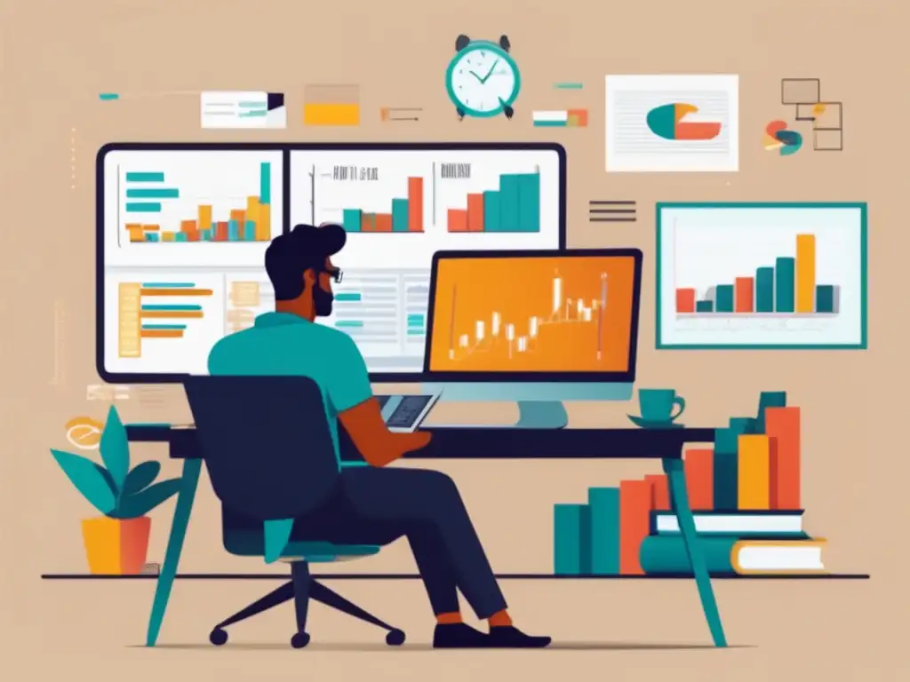 Freelancer enfocado en planificación financiera Freelancer planificando sus objetivos y gastos con herramientas de planificación financiera