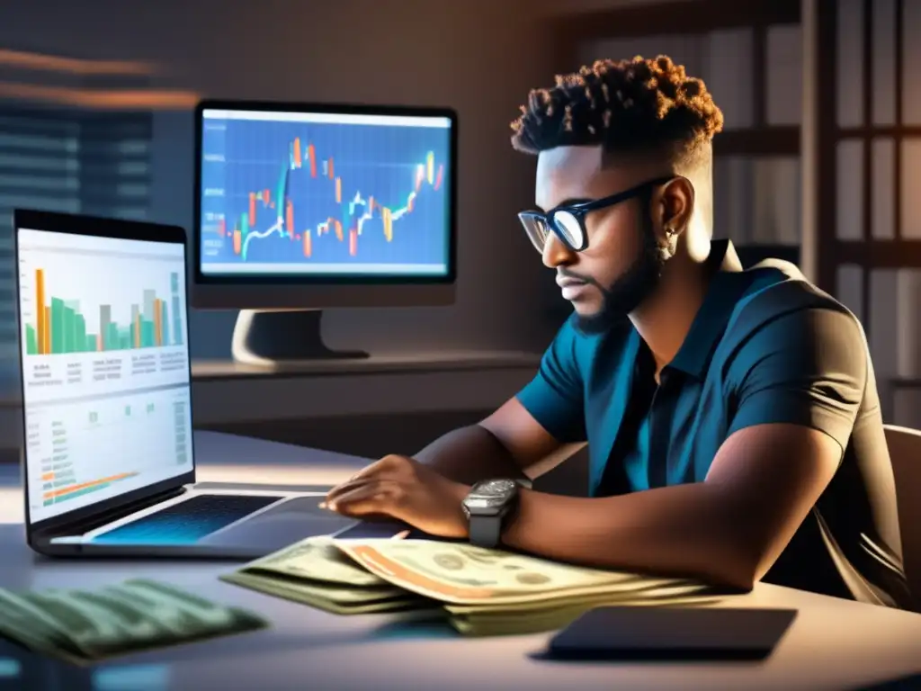 Freelancer trabajando con gastos de negocios Freelancer en escritorio con laptop y iconos de deducciones fiscales para freelancers