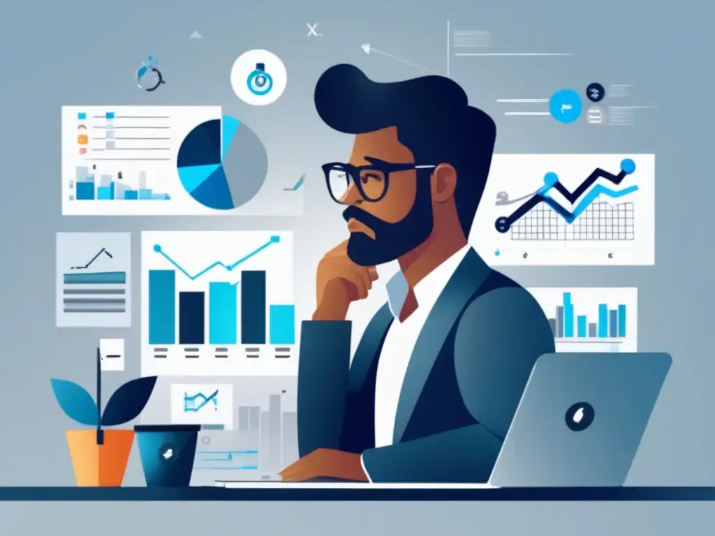 Freelancer analizando gráficos financieros Freelancer analizando gráficos y símbolos financieros