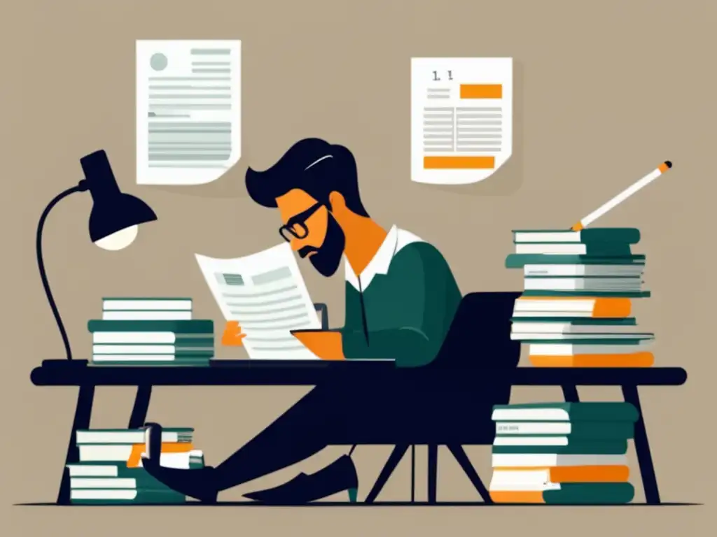 Desafíos de pagos: el freelancer y las facturas Freelancer con deudas y documentos financieros, simbolo de la gestión de pagos tardíos para freelancers