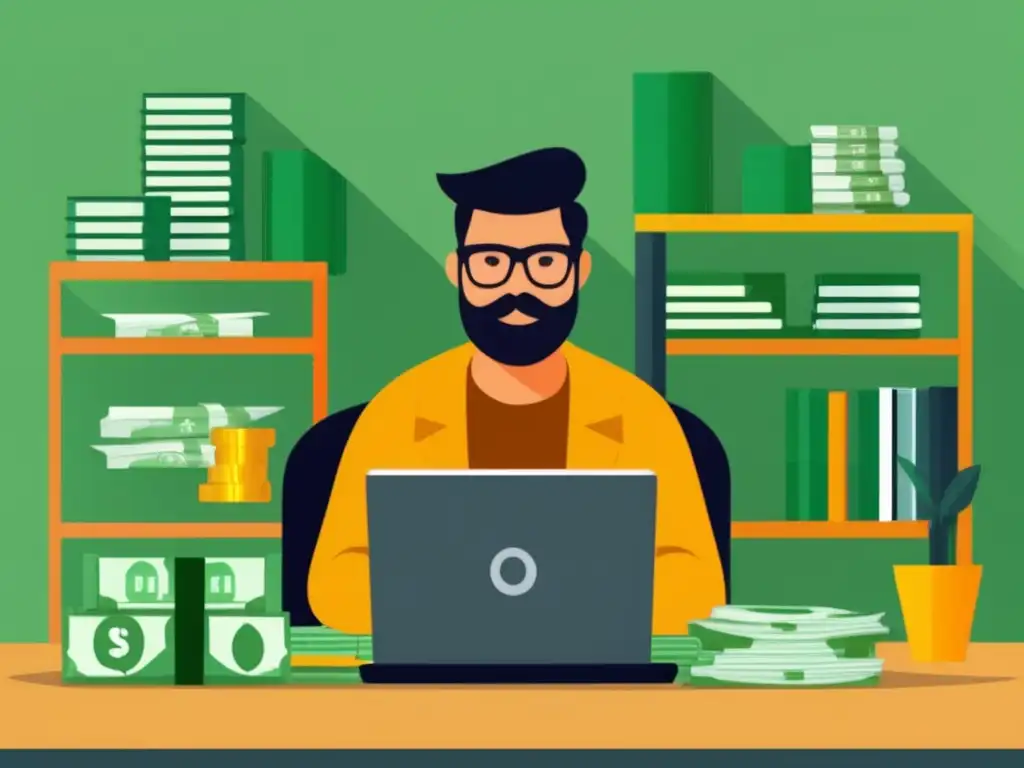 Freelancer concentrado en finanzas Freelancer generando ingresos pasivos a través de la planificación financiera