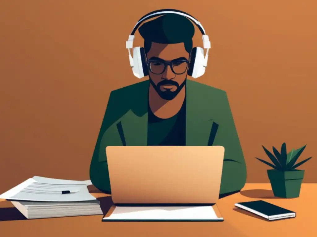 Freelancer enfocado en su escritorio Freelancer en escritorio organizado, gestionando riesgos financieros