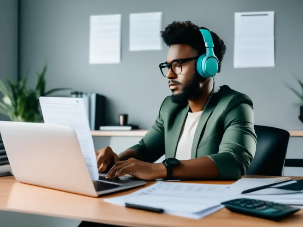 Freelancer gestionando finanzas Freelancer gestionando finanzas en escritorio - ¿Cuáles son los mejores cursos de gestión financiera para freelancers?