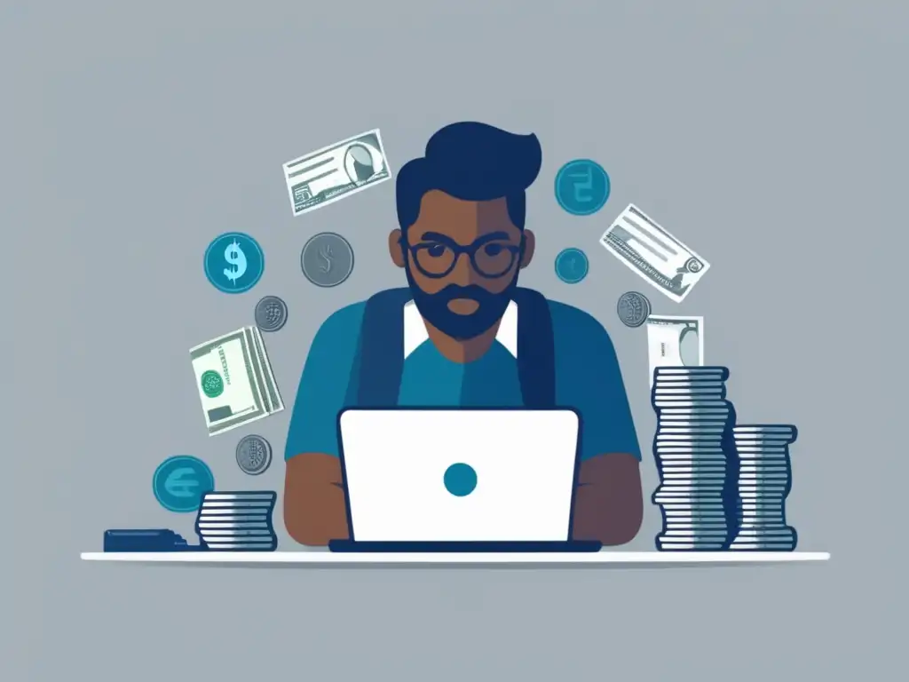 Freelancer enfocado en finanzas Gestión financiera para freelancers en una imagen minimalista