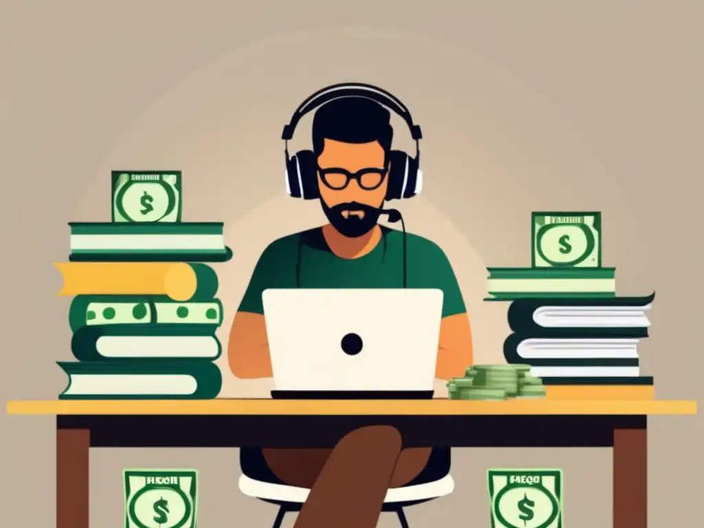 Freelancer enfocado en metas financieras Freelancer con metas financieras y determinación en su escritorio