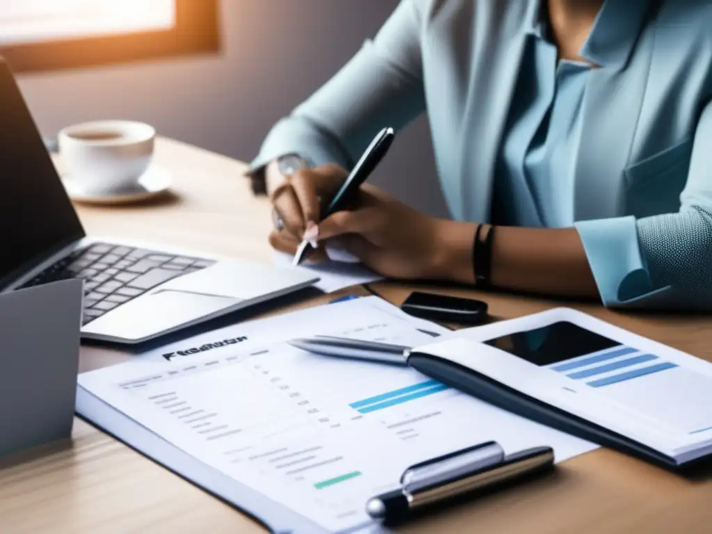Freelancer organizado y enfocado en finanzas Freelancer organizando finanzas: estrategias de protección financiera para freelancers