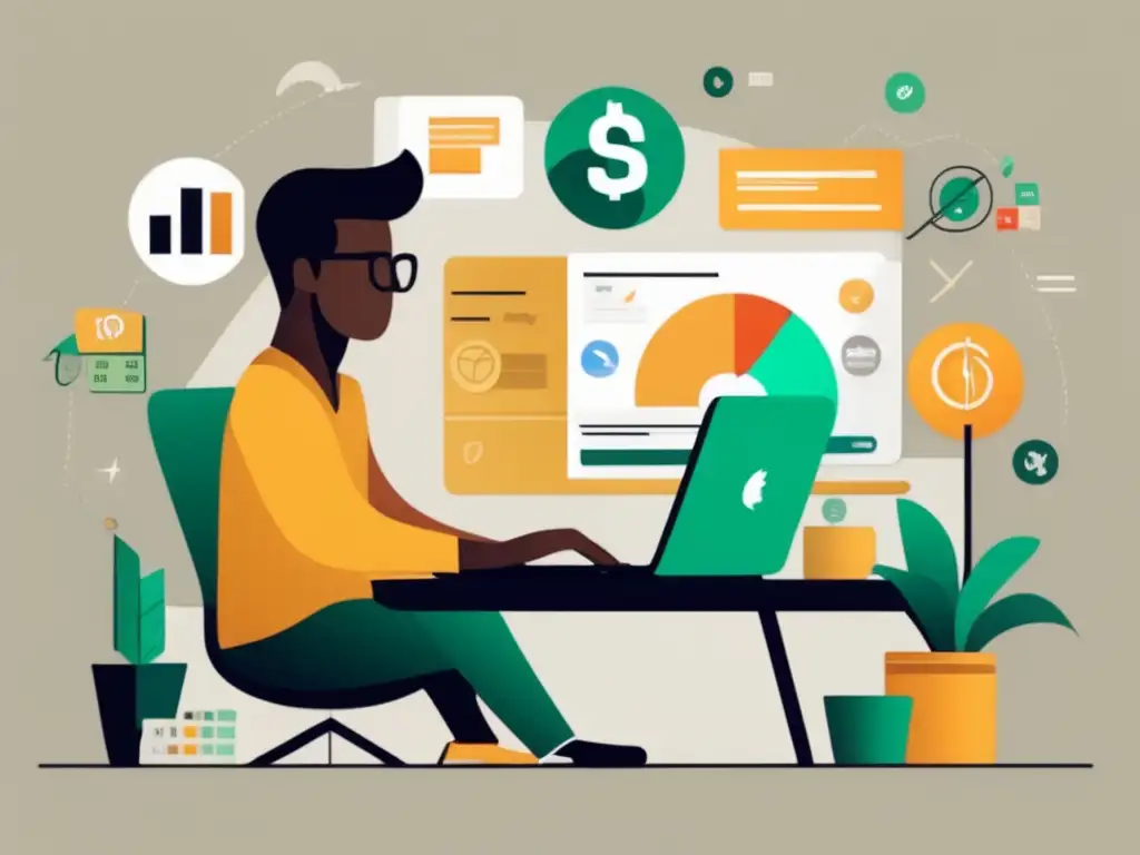 Freelancer planificando finanzas Planificación financiera para freelancers en un entorno minimalista