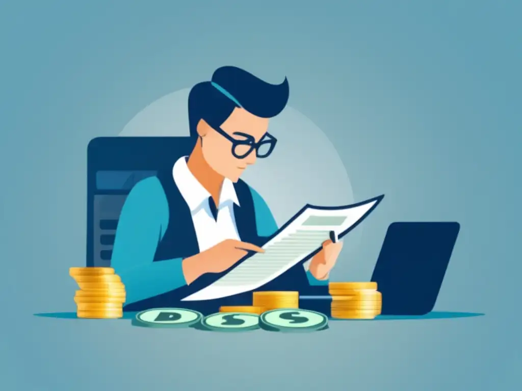 Freelancer gestionando finanzas Freelancer en escritorio, administración financiera para freelancers