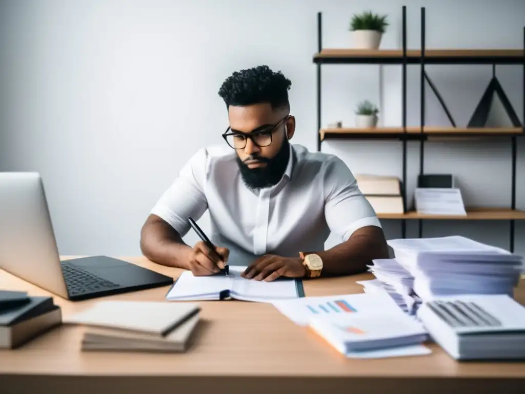 Freelancer enfocado en metas financieras Gestión financiera para freelancers: freelancer enfocado y determinado escribiendo metas financieras con simplicidad y organización