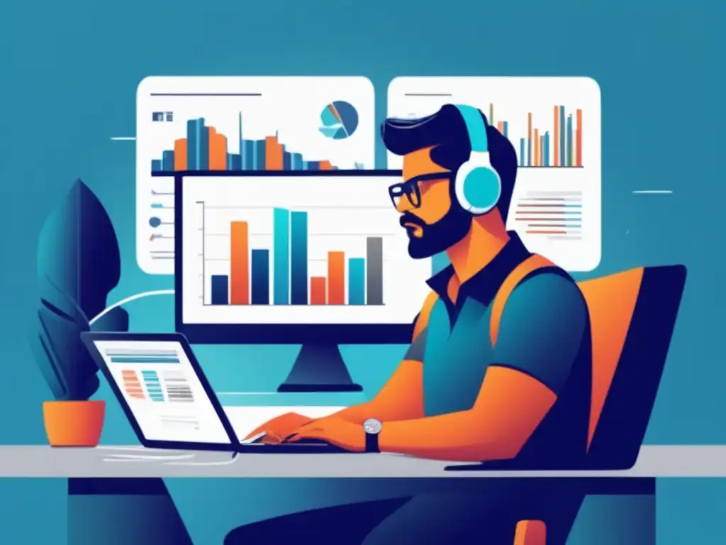 Freelancer enfocado en plan financiero Freelancer en crisis financiera se recupera