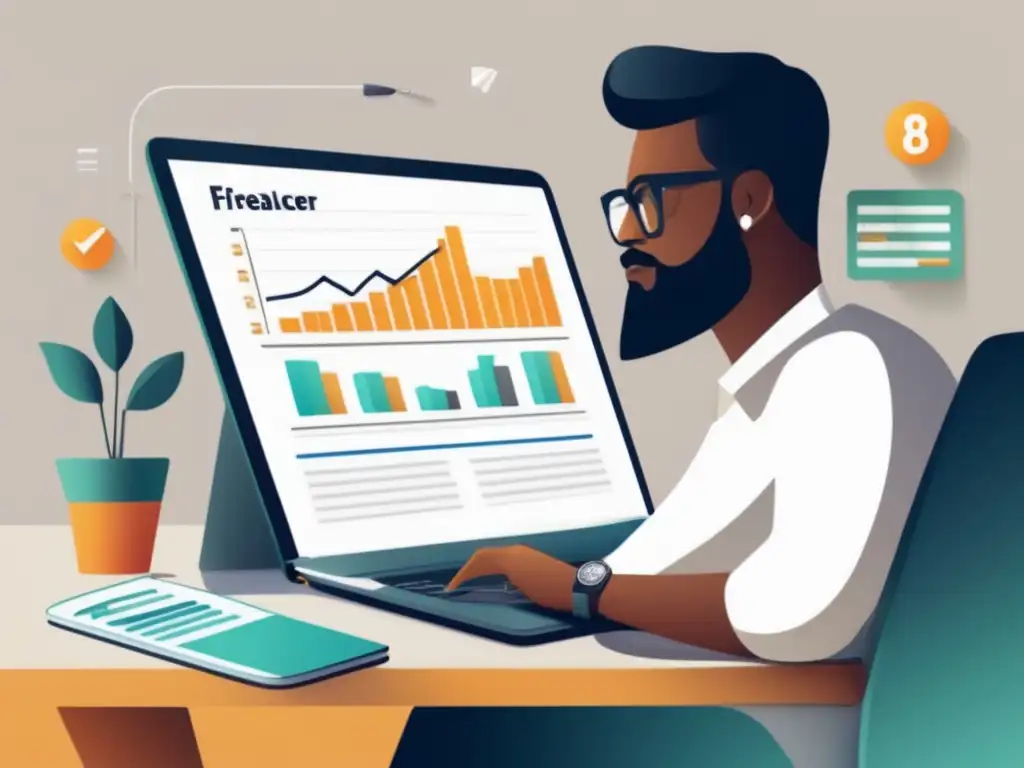 Freelancer analizando riesgos financieros Freelancer analizando riesgos financieros en su escritorio