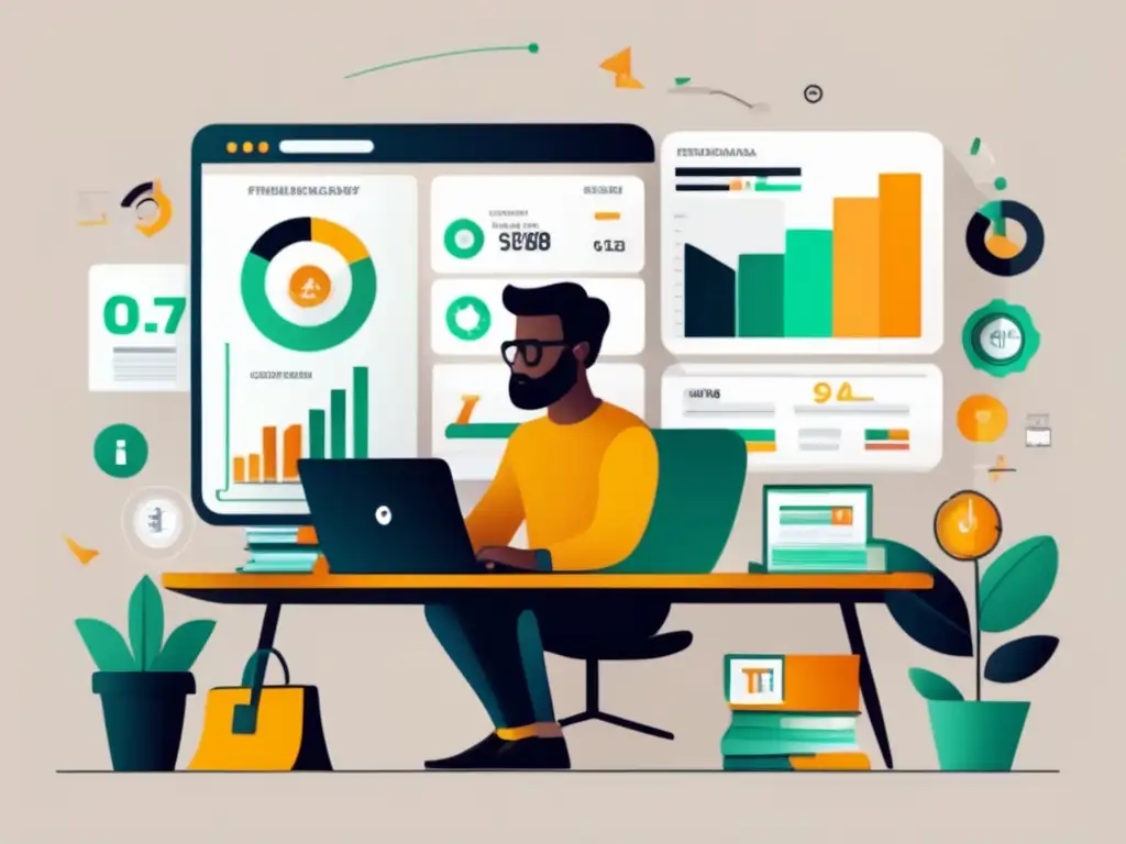 Freelancer enfocado en crédito Freelancer construyendo historial crediticio: profesional, organizado y exitoso