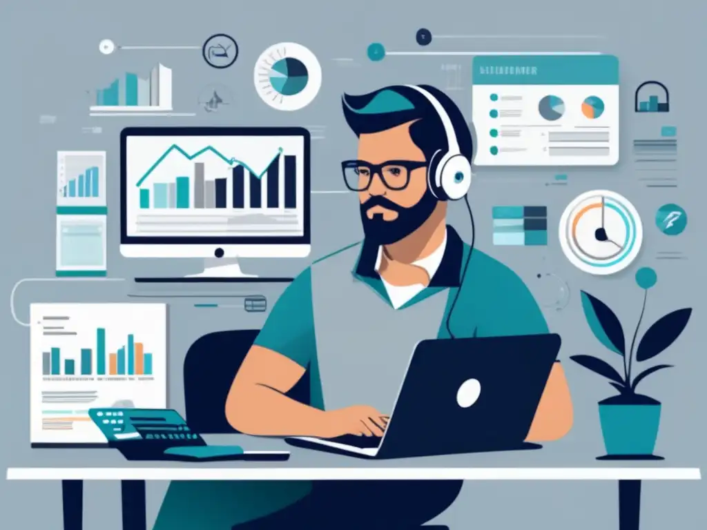 Freelancer enfocado en su escritorio Freelancer en escritorio, planificación financiera para freelancers