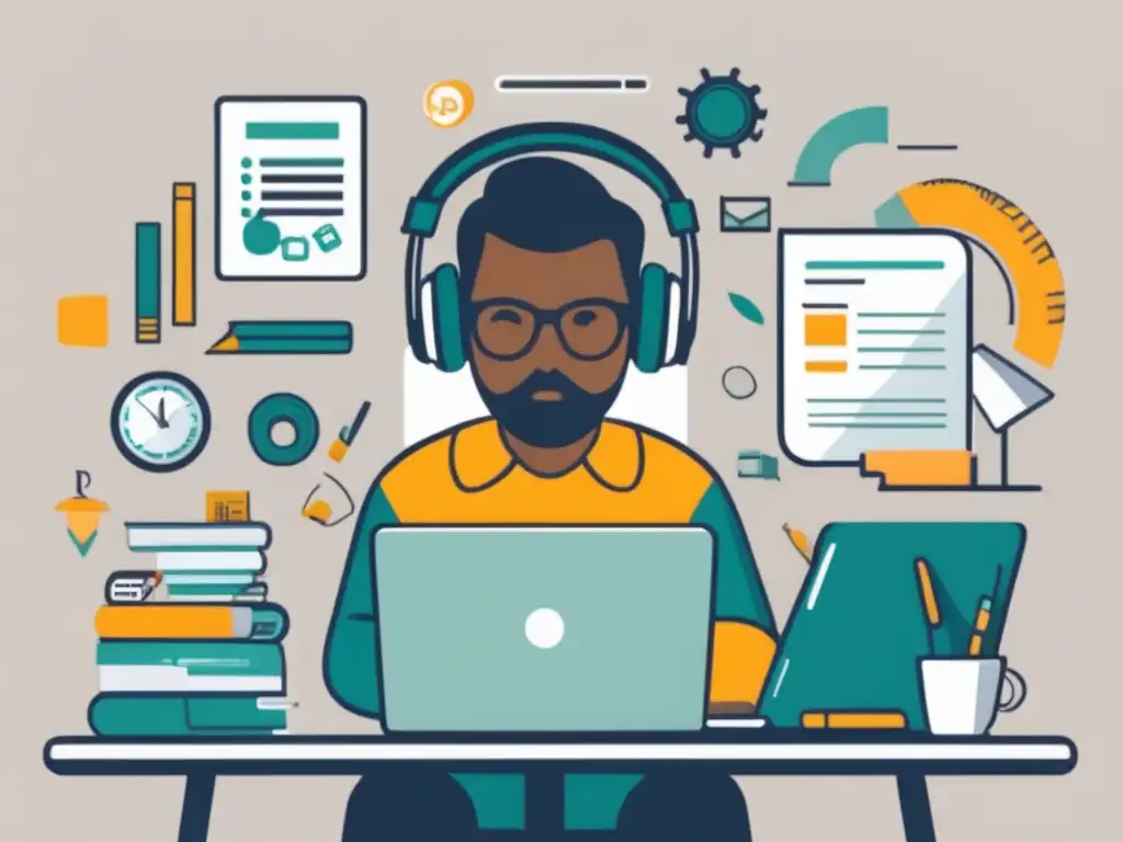 Freelancer organizado y enfocado Freelancer en escritorio con herramientas financieras: gestión financiera para freelancers
