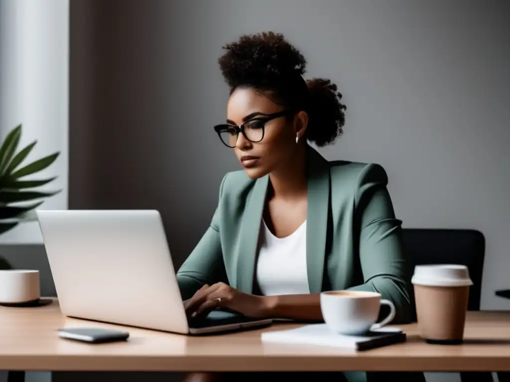 Freelancer organizado en su escritorio Imagen: Escritorio minimalista con freelancer enfocado en planificación financiera para freelancers con familia