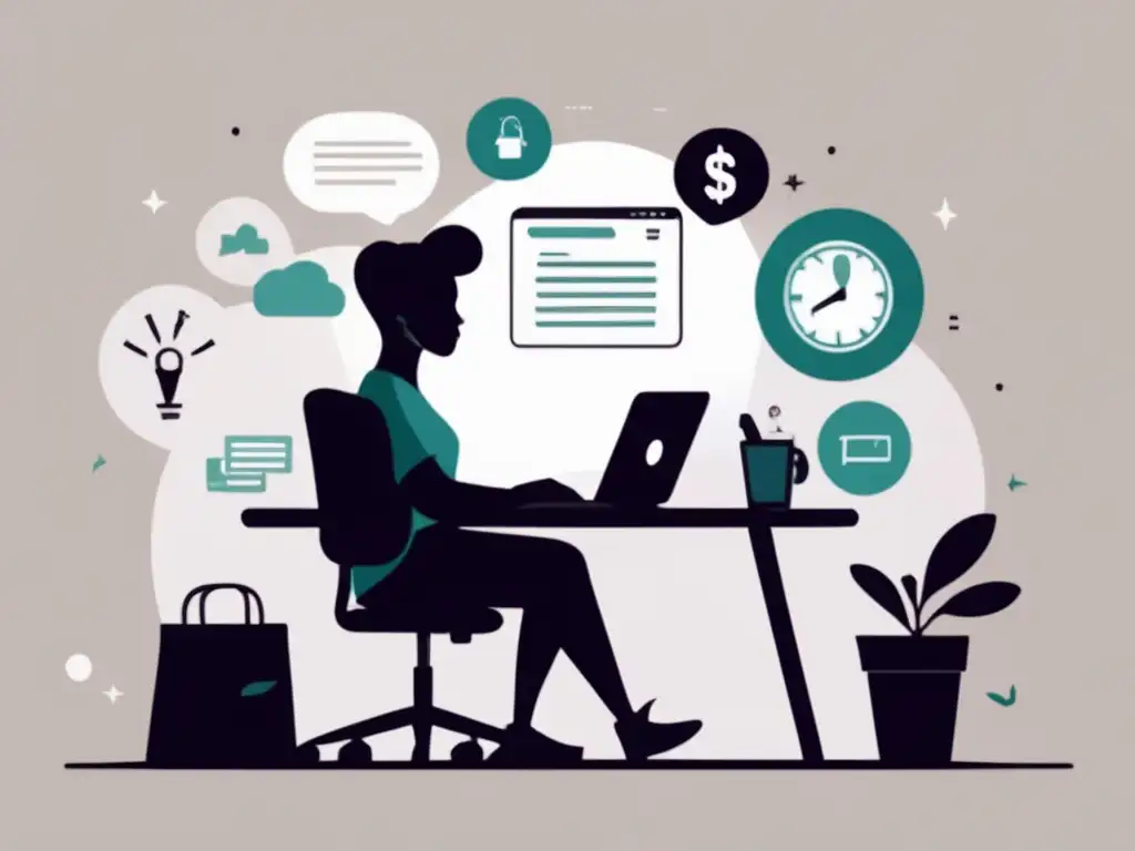 Gestión de riesgos financieros en el trabajo Freelancer gestionando riesgos financieros en escritorio minimalista