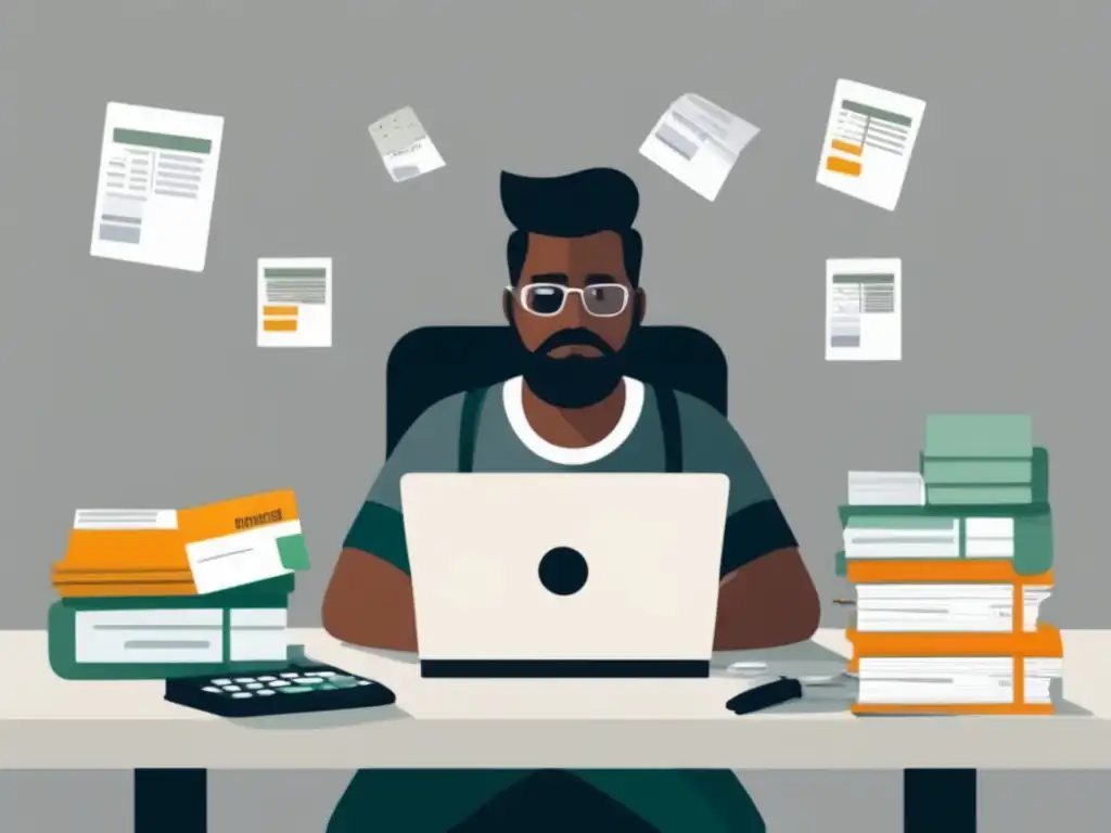 Freelancer preocupado por pagos Freelancer con problemas de gestión financiera por pagos retrasados