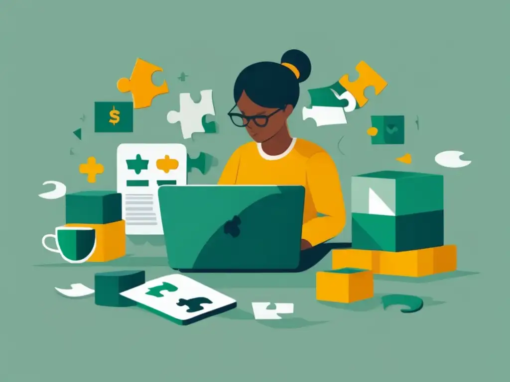 Gestión eficiente de riesgos financieros Ilustración minimalista de freelancer gestionando riesgos financieros