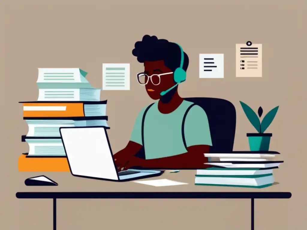 Freelancer estudiando documentos fiscales Freelancer con obligaciones fiscales y documentación