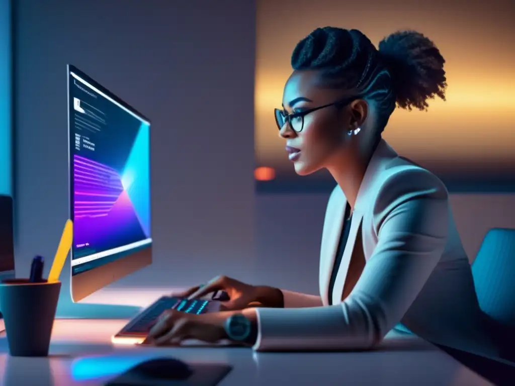 Freelancer experto gestionando Skrill en su escritorio moderno Freelancer utilizando Skrill eficientemente para aumentar ingresos como freelancer