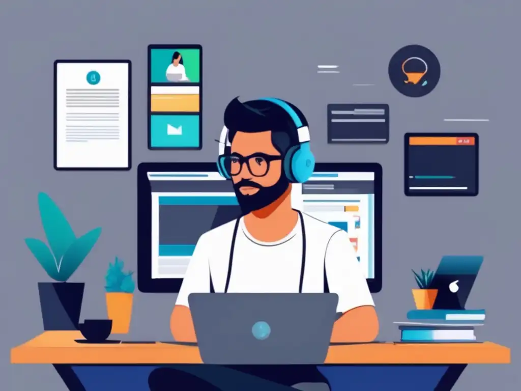 Freelancer multitask en su escritorio Freelancer con múltiples proyectos: ahorro para freelancers