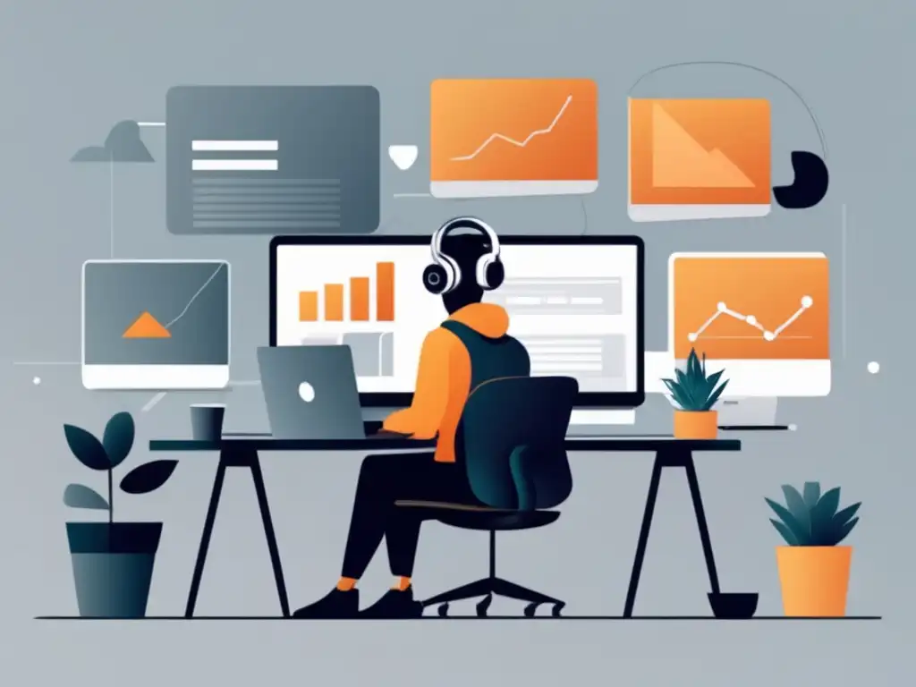 Freelancer multitasking con eficiencia Freelancer multitarea diversificando ingresos durante bajas económicas