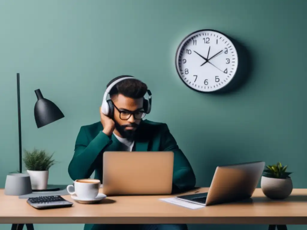 Freelancer negociando en su escritorio Habilidades de negociación para freelancers en un ambiente minimalista
