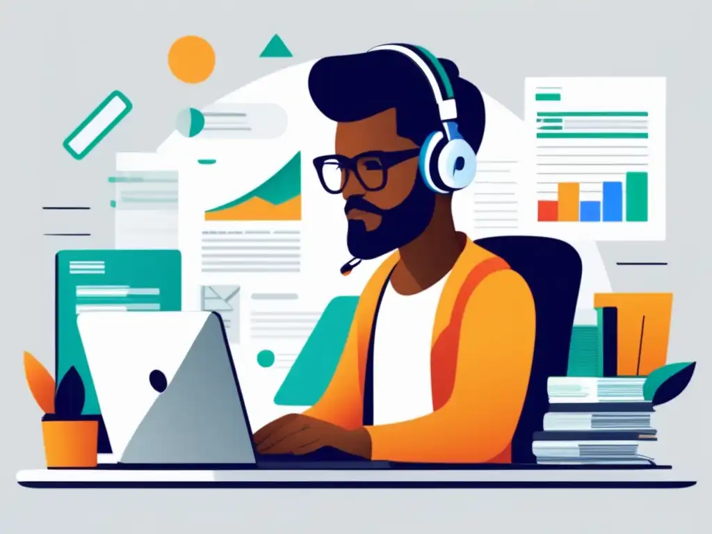Freelancer organizado en su escritorio Freelancer estableciendo historial crediticio sólido