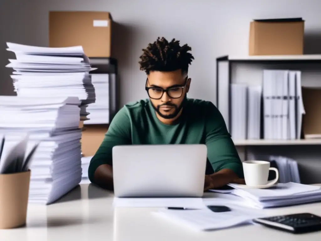 Freelancer diligente completando formulario de impuestos Freelancer cumpliendo deducciones fiscales de forma eficiente