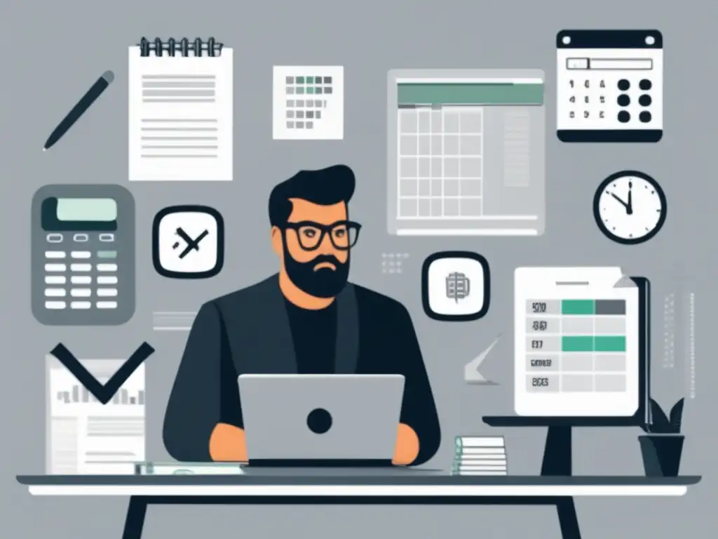 Freelancer organizado y enfocado Freelancer enfocado en planificación financiera