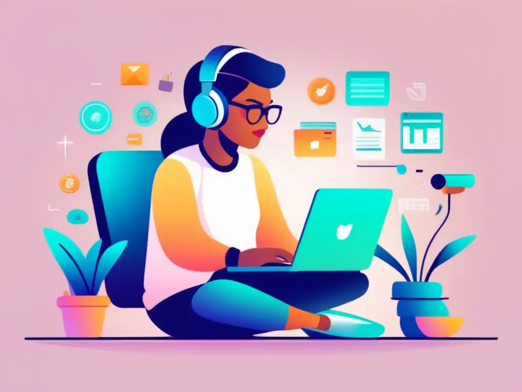 Freelancer organizado trabajando con herramientas financieras Estrategias de planificación financiera para freelancers