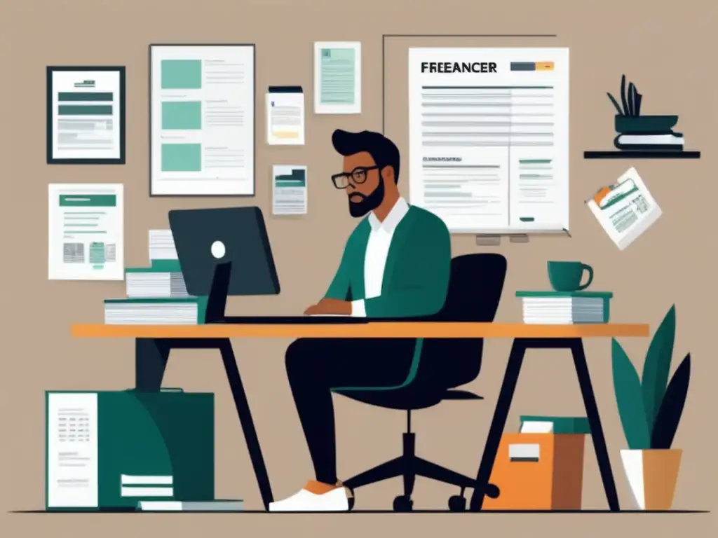 Freelancer en oficina moderna con documentos fiscales Freelancer en oficina moderna con documentos fiscales: implicaciones fiscales para freelancers