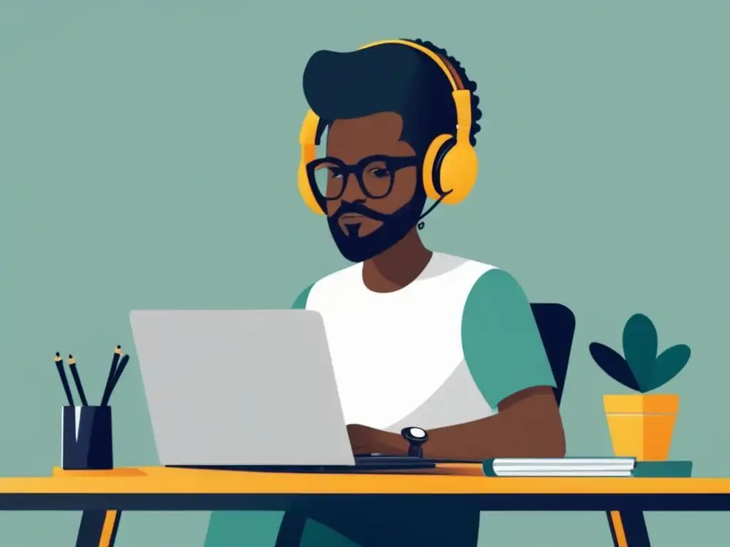 Oficina minimalista para freelancers Freelancer trabajando en escritorio organizado, representa planificación financiera para freelancers
