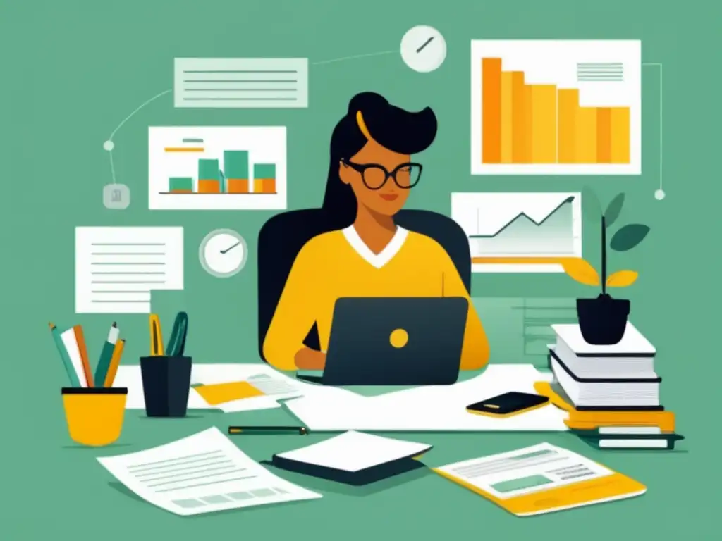Freelancer organizando documentos financieros Freelancer organizando documentos financieros para estrategias de planificación financiera