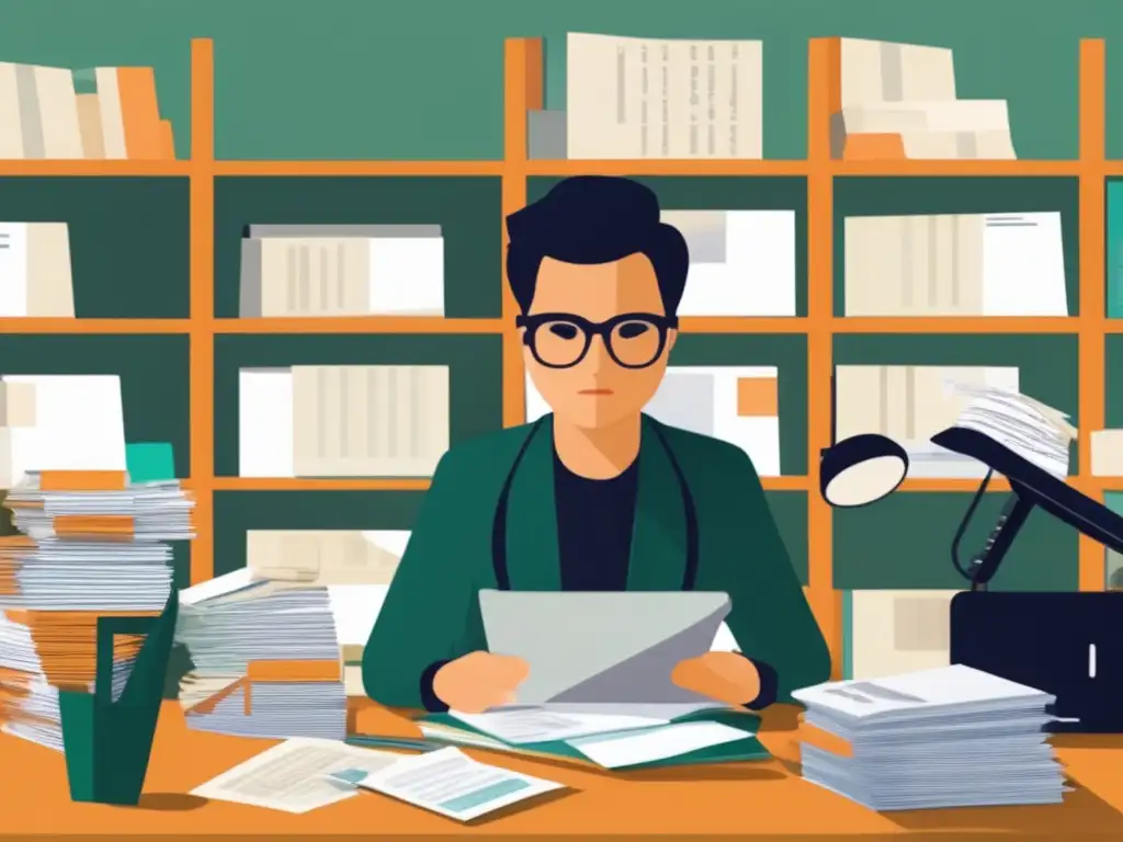 Freelancer organizando gastos Imagen de un freelancer organizando gastos personales y de negocio, con atención a deducciones fiscales