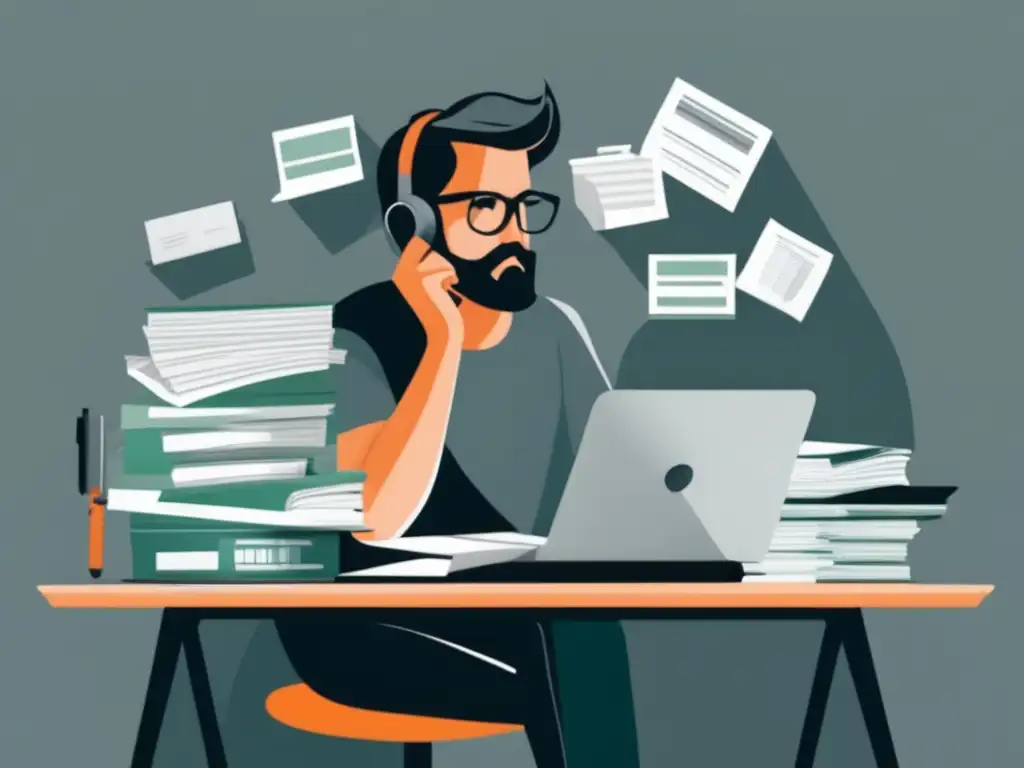 Freelancer at desk, focused on financial accuracy Freelancer concentrado en evitar errores financieros