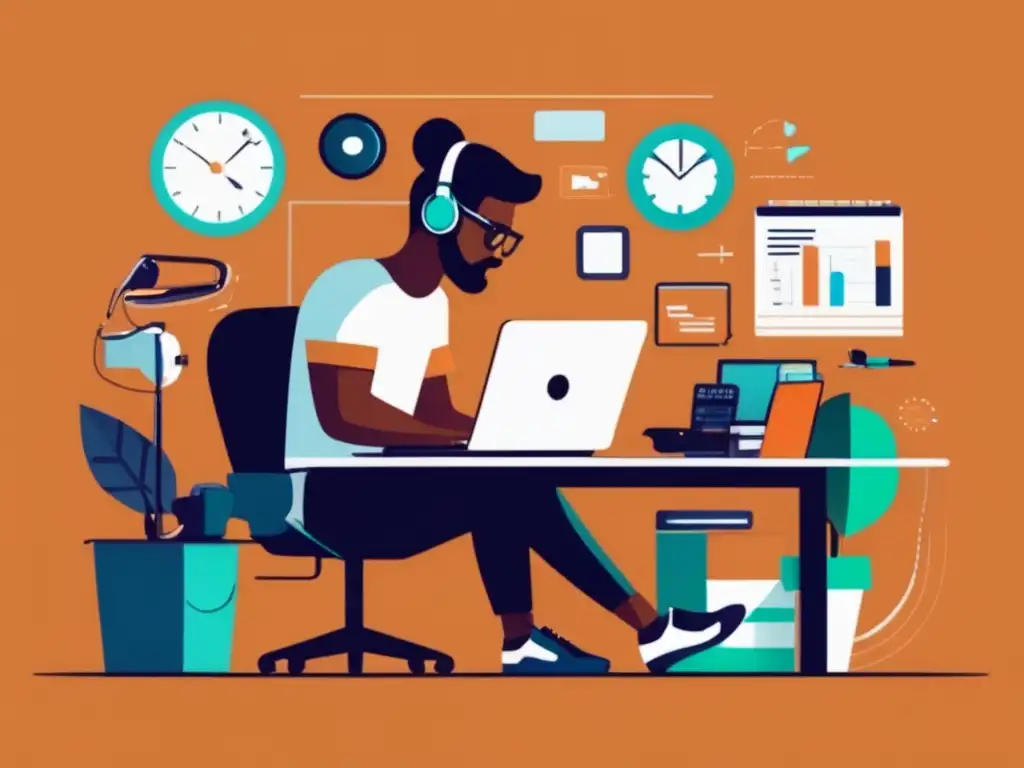 Freelancer pensando en estrategias de precios Freelancer pensando en estrategias de tarifas para freelancers en un entorno minimalista