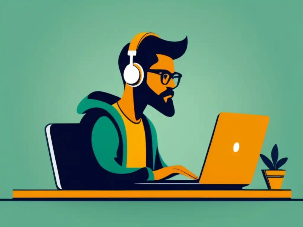 Freelancer planificando finanzas Freelancer concentrado creando colchón financiero