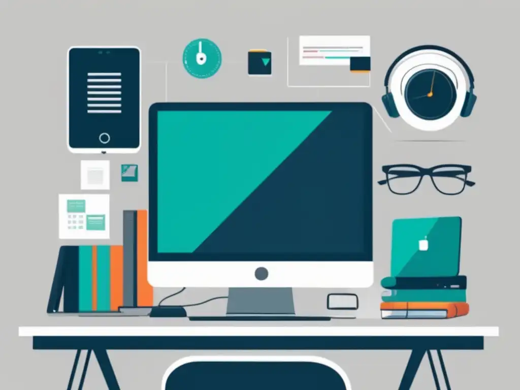 Freelancer eficiente y productivo en su espacio de trabajo Freelancer enfocado en su eficiencia y productividad, aplicando técnicas para duplicar ingresos
