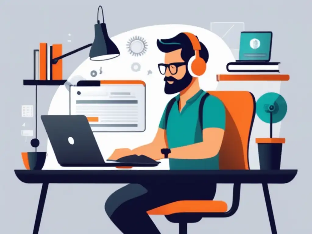 Freelancer moderno en escritorio eficiente Desventajas financiar negocio freelancer en escritorio minimalista
