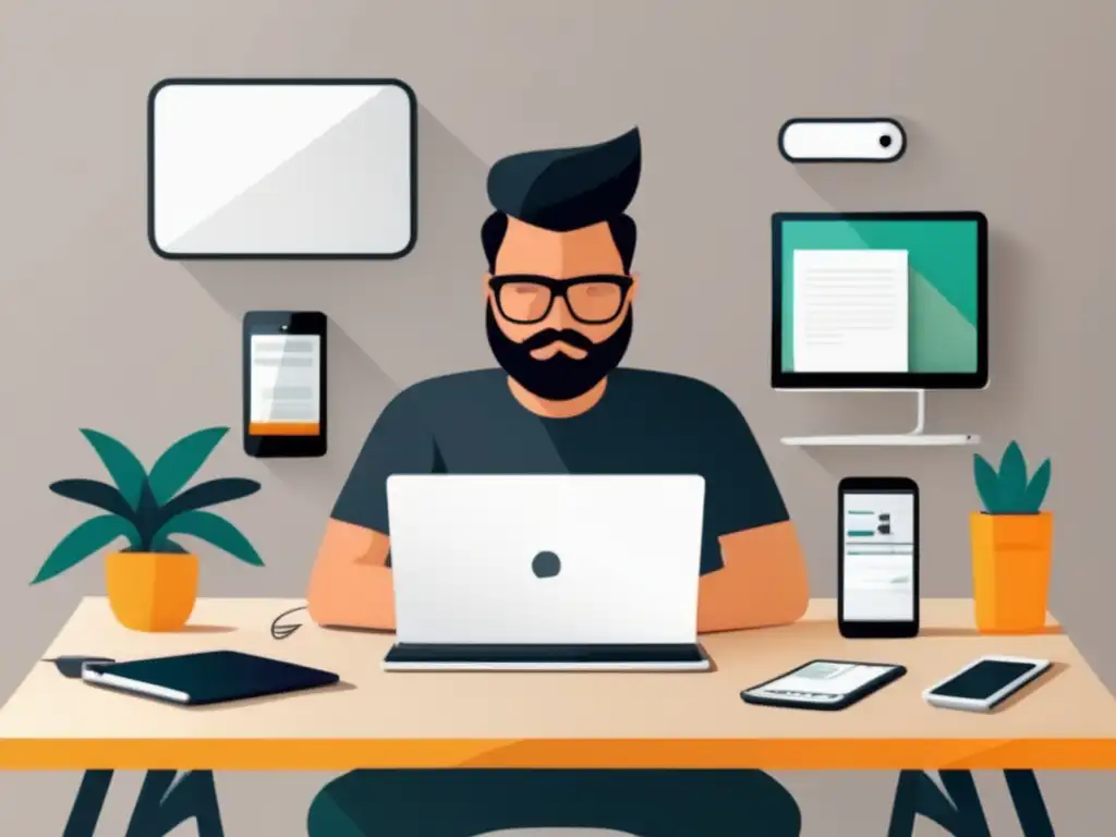 Freelancer productivo en escritorio minimalista Imagen de freelancer exitoso con estrategias clave para aumentar ingresos