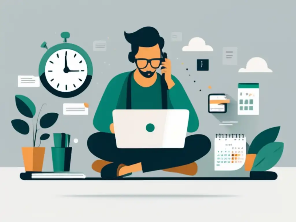 Freelancer en escritorio organizado y productivo Freelancer en escritorio organizado, enfocado en llamada - Gestión de pagos tardíos para freelancers