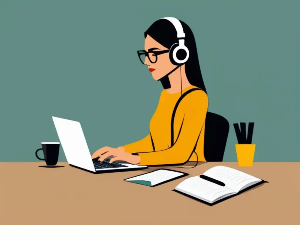 Freelancer enfocado trabajando en escritorio organizado Freelancer trabajando en escritorio
