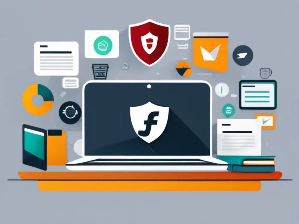 Freelancer protegido en espacio moderno Freelancer en escritorio moderno con riesgos y responsabilidades, seguro de responsabilidad civil para freelancers