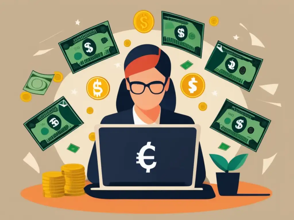 Freelancer protegiendo ingresos de fluctuaciones monetarias Freelancer enfocado en su trabajo, protegiendo ingresos con estrategias en el paisaje financiero cambiante