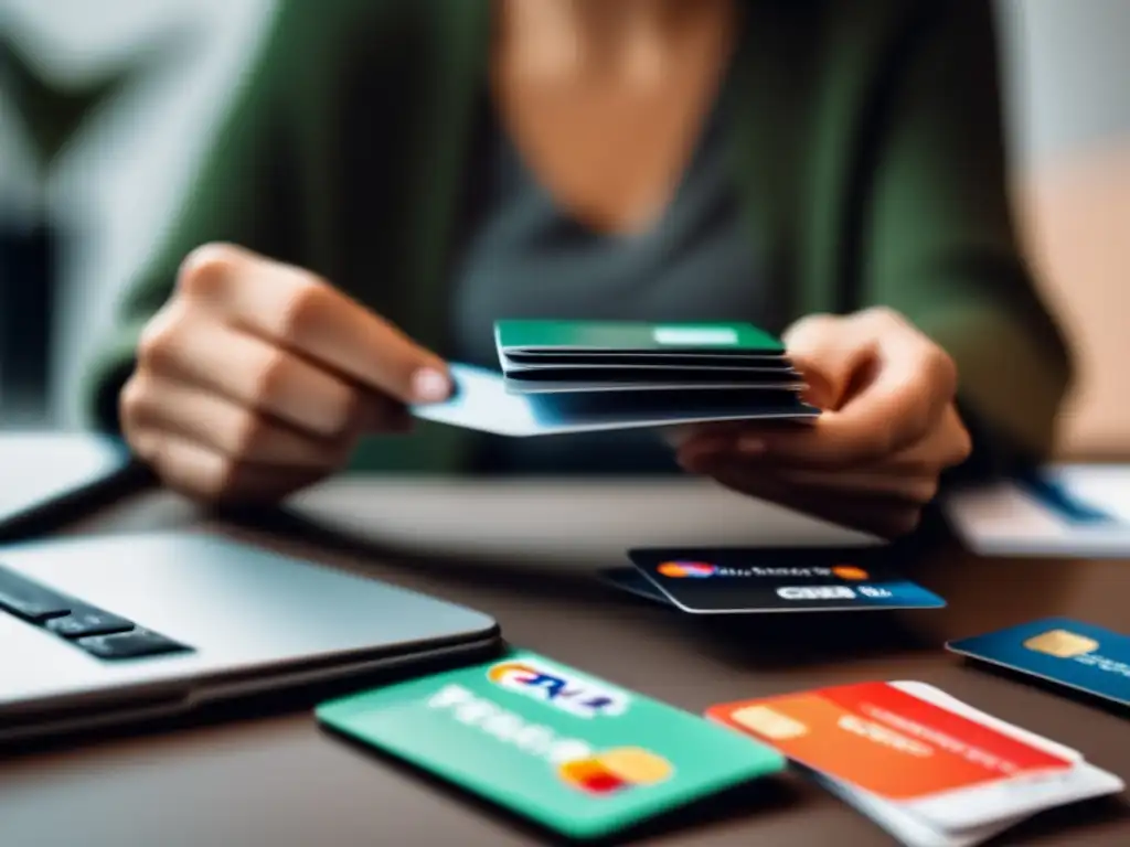 Freelancer seleccionando tarjeta de crédito responsable Establecer historial crediticio sólido para freelancers