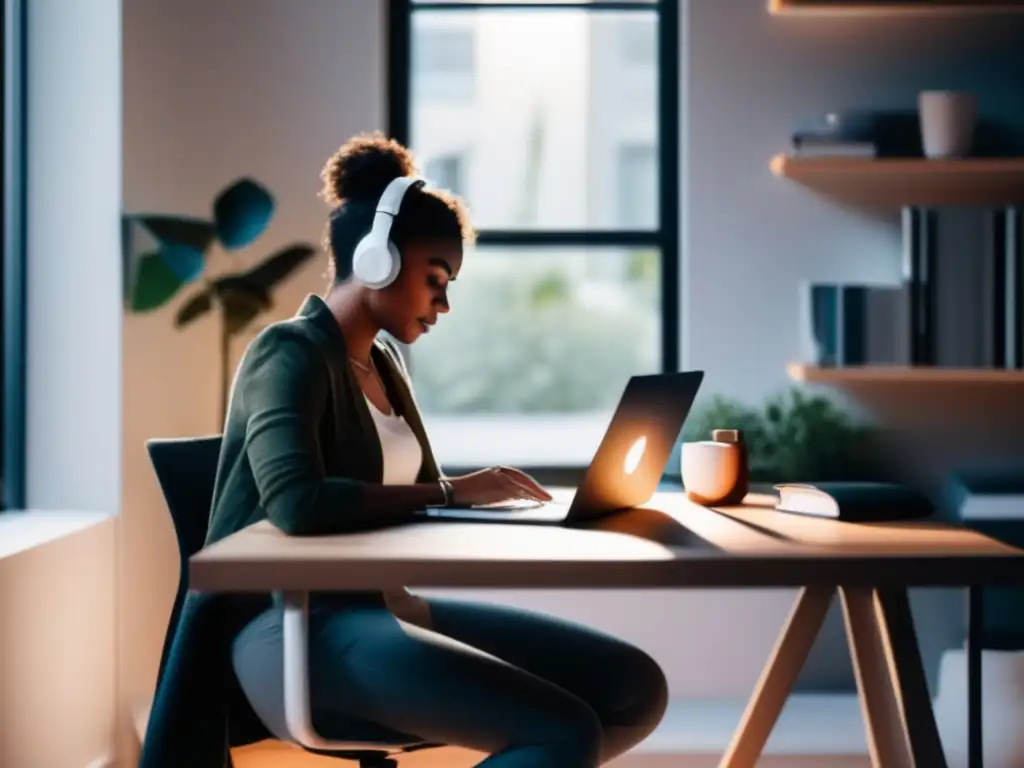 Freelancer trabajando en hogar acogedor Oficina en casa para freelancer con deducciones fiscales